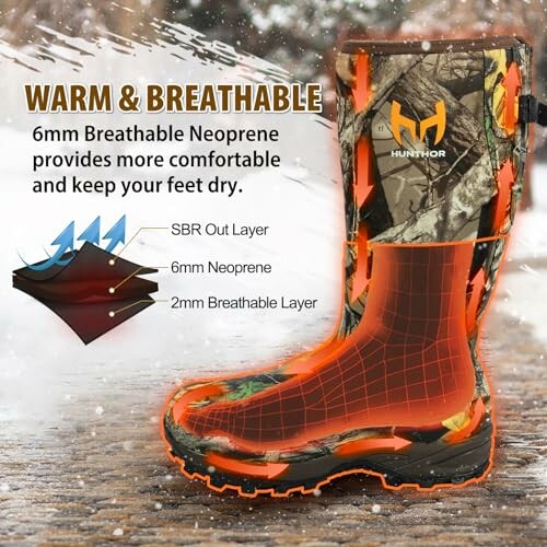 Hunting boots with breathable neoprene layers