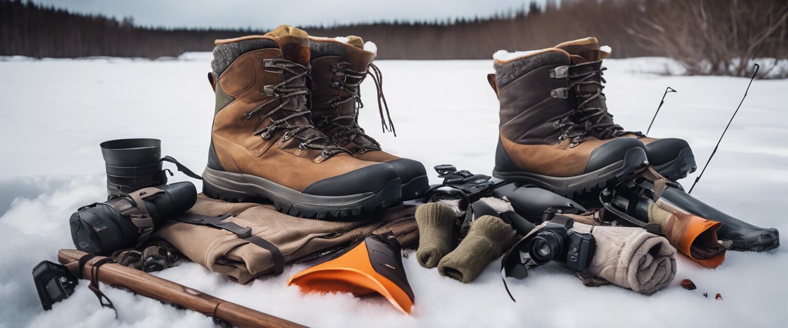 Winter hunting gear setup